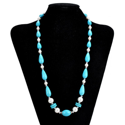

Ladies Fashion Charm Bohemian Turquoise Beads Collar Bib Necklace Pendant Summer Women Beach Party Fine Jewelry Accessories
