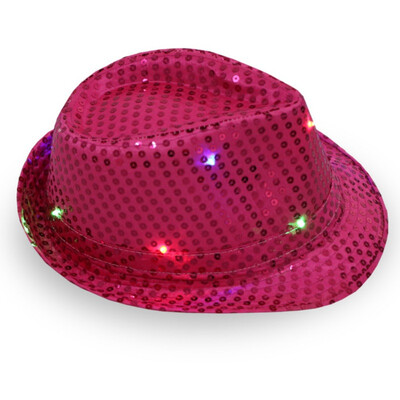 

1 Pcs LED Light Up Sequin Jazz HatAdult Glitter Sequins Light Up Party Cap