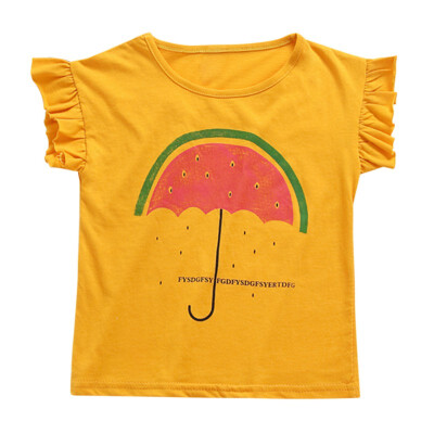 

Girls Cotton Summer Tops Children T shirts Baby Clothes 2018 Umbrella Print Tees Girl T-shirt Kids Tee Shirt Tops