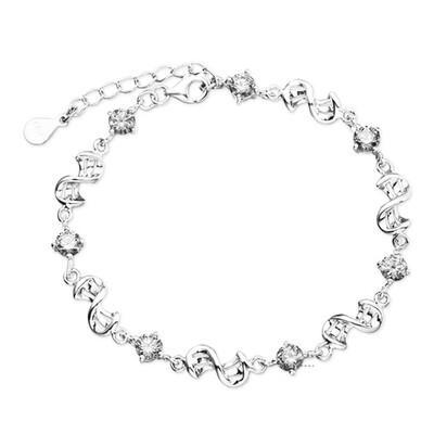 

Hot Fashion 2019 Women Fashion 925 Sterling Silver Bracelet Purple Crystal Silver Bracelet Gifts