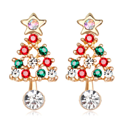 

Women Pair Ear Jewelry Earring Crystal Christmas Tree Shape Christmas Stud Magic Grateful Pierced Crystal Stud Earring