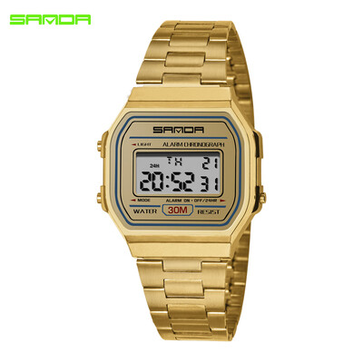 

SANDA 405 Ultra-thin 9mm Sport Watch Men Electronic LED Digital Wrist Watches Waterproof Clock Calendar Watch for Male
