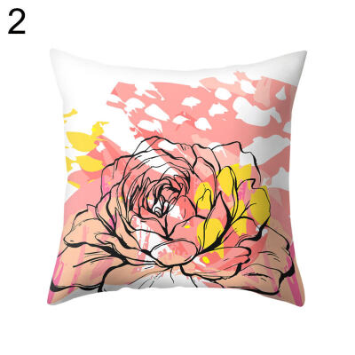 

Flower Color Block Twig Pillow Case Cushion Cover Sofa Bed Car Cafe Office Decor