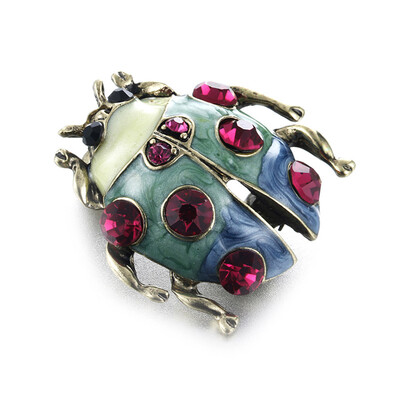 

Fashion Jewelry Ladybug Brooch Vintage Animal Brooch Crystal Rhinestone Brooches For Women Gift