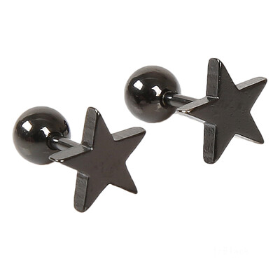 

New 1 Pc Unisex Hypoallergenic Pentagram Titanium Steel Ear Stud Earring Multicolor