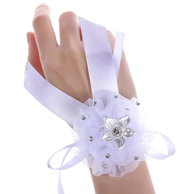

Wedding Bridesmaid Bride Wrist Corsage Woodland Corsage Woven Straw Cuff Bracelet for Wedding Hand Flowers Accessories