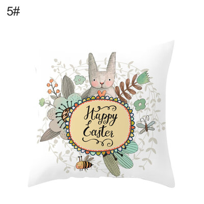 

Happy Easter Rabbit Flower Throw Pillow Case Cushion Cover Sofa Bed Car Decor