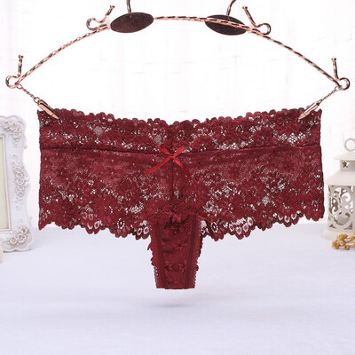 

Hot Sexy Underwear Women Bow Lace Intimates Sexy Breathable Transparent Lingerie Panties Briefs