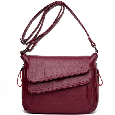 

Fashion Solid Color Soft Genuine Leather Womens Casual Shopping Crossbody Bag