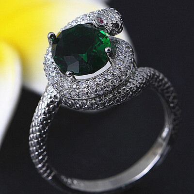 

Fashion Jewelry Sterling Snake Soild Natural Diamond Ring Diamond Snake&Gem Ring