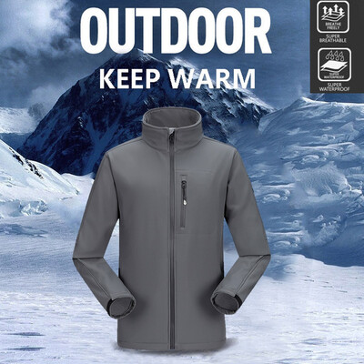 

Toponeto Men Winter Zipper Pocket Softshell Windproof Waterproof Soft Coat Shell Jacket