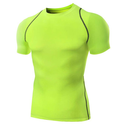 

2016 Men T Shirts Tops Fitness Tights Fitness Base Layer Tops Short Sleeve O-Neck Compression T Shirts -XXL