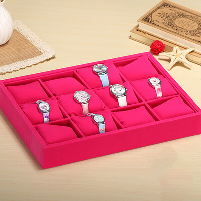 

Toponeto Full velvet watch plate 12-divided bracelet plate Watch display storage tray