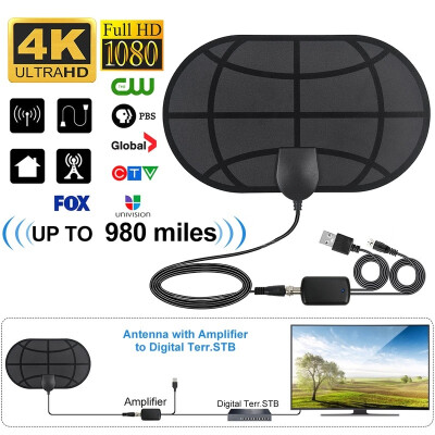 

980 Miles 4K Digital HDTV Indoor TV Antenna with Signal Booster TV Radio Surf 1080p