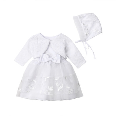 

3pcs Baby Girls Princess Dress Lace Christening Wedding Party Dresses Clothes