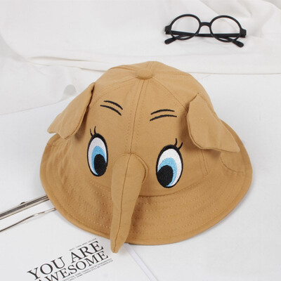 

Autumn Baby Boys Girls Toddler Cartoon Elephant Bucket Hats With Ear Design Caps Reversible Sun Headwear