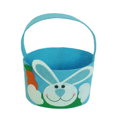 

Easter Rabbit Candy Bag Cloth Handled Oval Bucket Gift Pouch Party Decoration