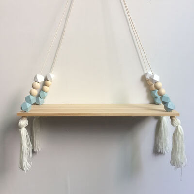 

INS style bedroom wall Shelf DIY Original Wood Beads Storage Shelf Organization swing shelf Home Decor kids room wall decoration