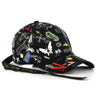 

Graffiti Baseball Cap Unisex Long Strap Hat Adjustable Visor Hat