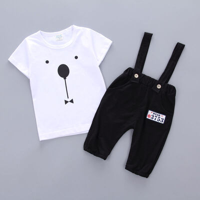 

Toddler Infant Newborn Summer Baby Girls Boy Clothes 2pcs Short Sleeve Bear Overalls Suit Outfits