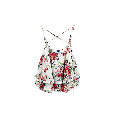 

Women Shirts Tanks Top Summer Clothing Spaghetti Strap Floral Print Shirt Vest Sexy Tanks Tops