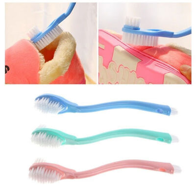 

Double-Sided Cleaning Brush Long Handle Shoe Brush Soft Plus Bristled Sneaker&Shoe Brush Color Random
