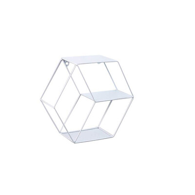 

Toponeto Hexagonal Geometric Storage Frame Iron Grids Wall Shelf Storage Hanging Decor
