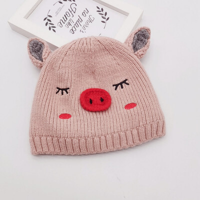 

Baby Hat Winter Newborn Cute Warm Kids Girls Boys Baby Cartoon Print Hats Knitted Wool Caps With Ear