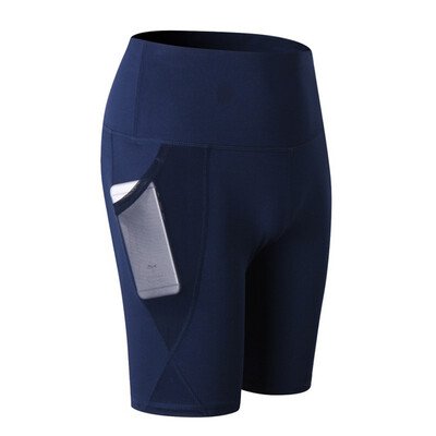 

Women High Waist Yoga Shorts Running Gym Fitness Quick Dry Elastic Pants with Mesh Pocket Summer Outdoor Sports Shorts