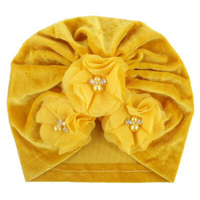 

New Autumn Soft Cute Newborn Baby Pearl Design Girls Caps Infant Casual Hat Turban Elastic Cap