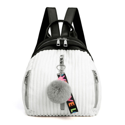 

Tailored Fashion Womens Zipper Multi-Function Large Capacity Corduroy Backpack