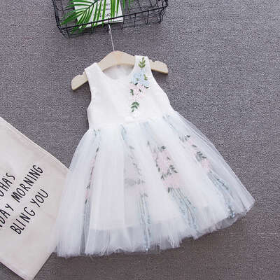 

Summer girls Lace Princess Dresses 2019 Flower Sleeveless Tutu Dresses Baby Girls 1-3 Years Clothes Party Wedding Pageant