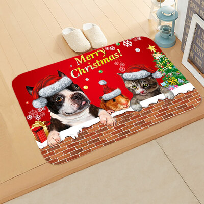 

New Christmas Festive Santa Claus Elk Mat Bedroom Bathroom Home Absorbent Non-Slip Mat 16X24In