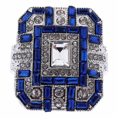 

Antique Art Decoration Large 925 Jewelry Sterling Silver Blue Sapphire Diamond Ring Engagement Wedding Jewelry