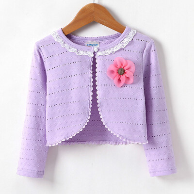 

Children Girl Solid Color All-macth Casual Concise Sweet Cute Flower Decor Jackets