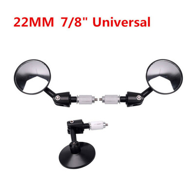 

Universal CNC Handle Bar End Round Rear View Side Mirrors 78 Motorcycle 1 Pair