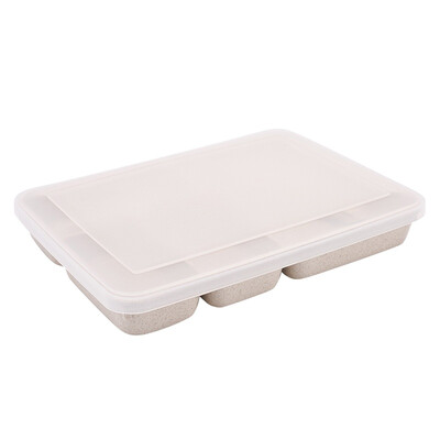 

Wheat Straw Lunch Box Compartment Sealed Lunch Box Portable Students Bento Box With Spoon For Microwave Heating