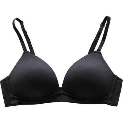 

Women Gathered Bra Ladies Simple 34 Cup Solid Color Deep V-neck Rimless Underwear Bra For Women
