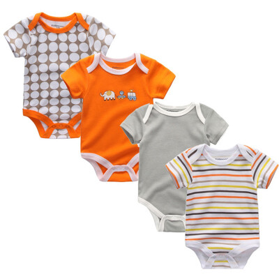 

4PCSLot Baby Clothing Sets Baby Girls Clothes Rpmpers Newborn 0-12M 100Cotton Print Short Sleeve Baby Boys Clothes Bodysuits