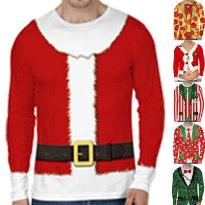 

3D Printed Ugly Xmas Jumper Top men Funny Christmas Santa T Shirt Sweatshirt US