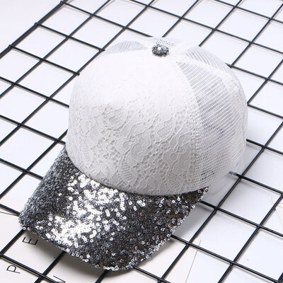 

2019 new lace baseball cap summer sequined Cap autumn net Hat women casual Joker student Hat tide