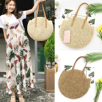

Women Straw Woven Handbag Beach Summer Basket Crossbody Shoulder Bag Tote