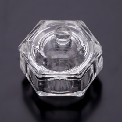 

Crystal Glass Nail Art Acrylic Dappen Dish Bowl Cup Liquid Powder with Cap Lid