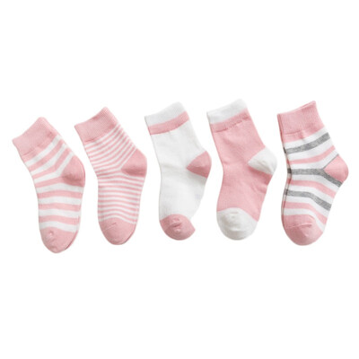 

5 PairsSets Boys Girls Cute Cartoon Stripe Pattern Cotton Socks Childrens Kids Novelty Design