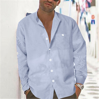 

Tailored Mens New Style Fashion Striped Printed Long Sleeve Shirt Comfortable Blouse