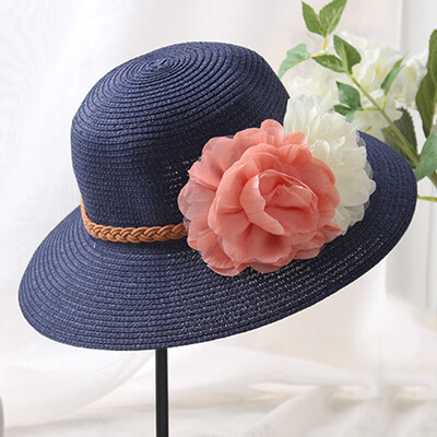 

Fashion Baby Girls Kids Summer Hats Straw Sun Beach Hat Lace Flower Sun Cap
