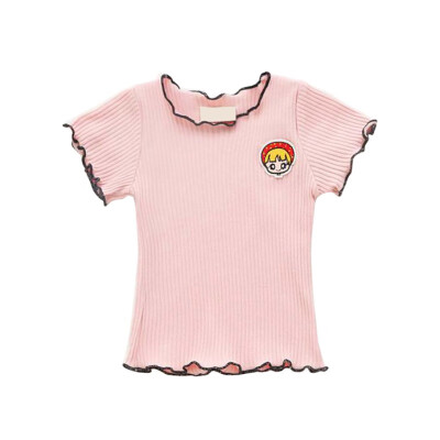 

2018 Summer New Kids Baby Girls Newborn Candy Color Embroidered Short Sleeve T-shirt Tops Children Clothes