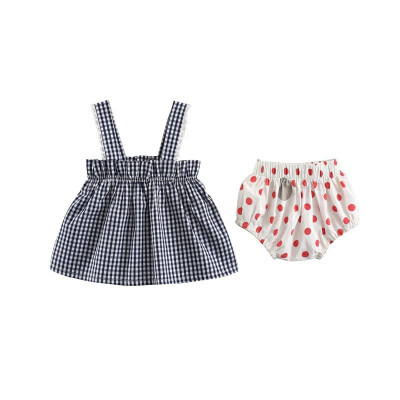 

Newborn Baby Girl Clothes Set Summer Plaid Shirt Printing Big PP Shorts Set Fashion Baby Girl Clothes Set