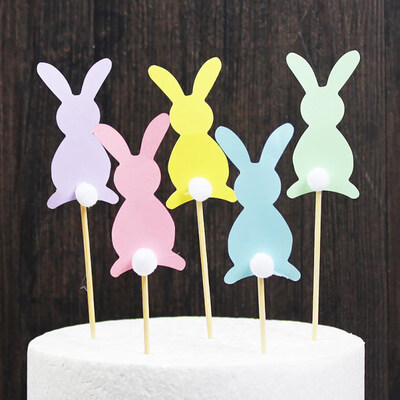 

5Pcs Happy Easter Rabbit Bunny Stick Ornament Holiday Festival Party Decoration