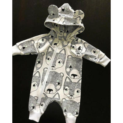 

Newborn Infant Baby Boy Girl Fox Cotton Hooded Romper Jumpsuit Clothes Outfit